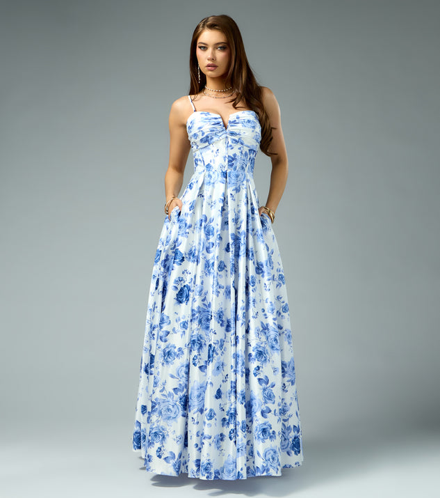 Windsor Sutton Floral Satin A-Line Ball Gown