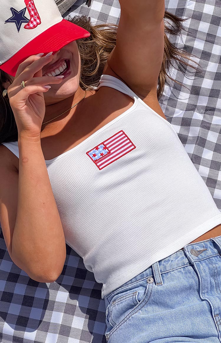 BB Exclusive Suzie White USA Embroidered Tank Top