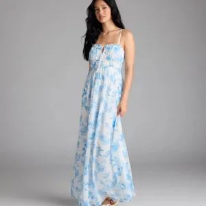 Sweet Beauty Floral A-Line Chiffon Maxi Dress