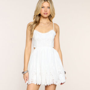 Windsor Sweet Day Plans Eyelet Open Back Mini Dress Sweet Day Plans Eyelet Open Back Mini Dress