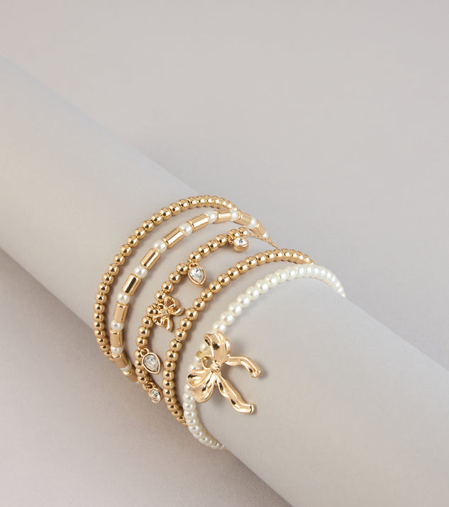 Windsor Sweet Details Bow Charm Bracelet Set