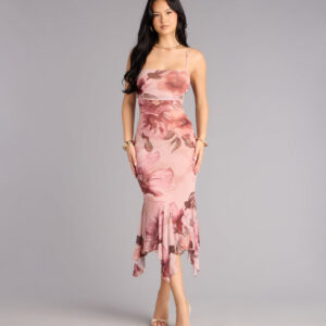 Windsor Sweet Flirt Floral Mesh Ruffle Midi Dress Sweet Flirt Floral Mesh Ruffle Midi Dress