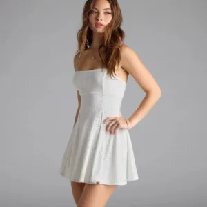 Sweet Look Eyelet Knit Skater Dress