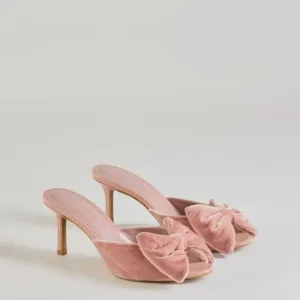 Sweet Romance Velvet Bow Stiletto Mules