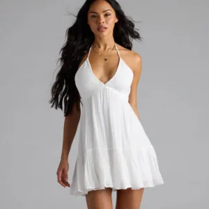 Windsor Sweet Talker Strappy Back Halter Skater Mini Dress Sweet Talker Strappy Back Halter Skater Mini Dress