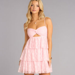 Windsor Sweet With Intent Lace Tiered Mini Dress