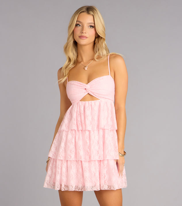 Windsor Sweet With Intent Lace Tiered Mini Dress