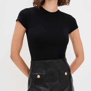Sydney Vegan Leather A Line Dress With Pocket Detail