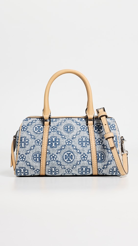 Tory Burch T Monogram Denim Mini Barrel Bag