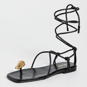 Versace T.10 Lamb Leather Flat Sandals