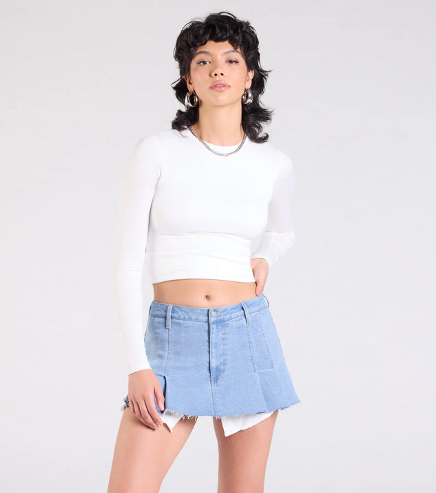 Windsor Talk About Me Mid-Rise Pleated Denim Skort
