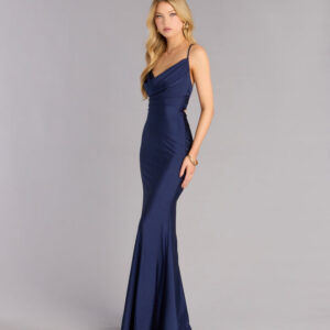 Windsor Tara Formal Satin Lace-Up Mermaid Dress