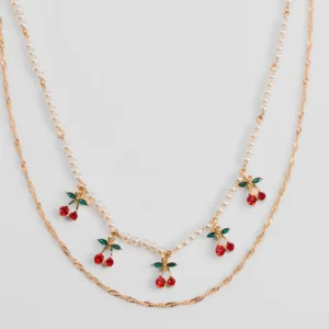 Windsor Taste So Sweet Cherry And Faux Pearl Layered Necklace Taste So Sweet Cherry And Faux Pearl Layered Necklace