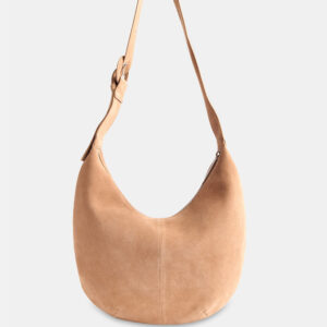 Taupe Large Sia Curved Suede Bag Taupe Large Sia Curved Suede Bag