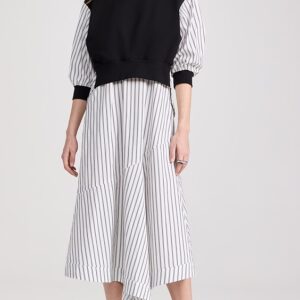 3.1 Phillip Lim Tear Drop Sleeve Sweatshirt Combo Dress