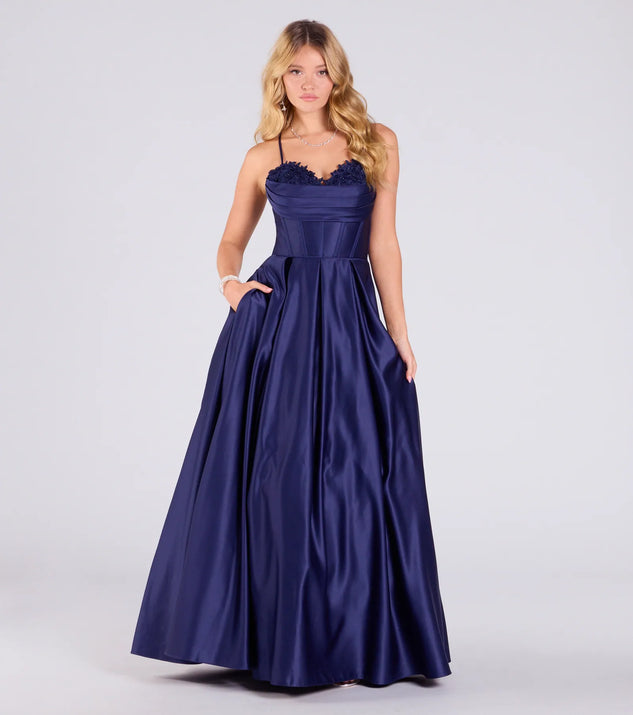 Windsor Tessa Corset Lace-Up A-Line Satin Ball Gown