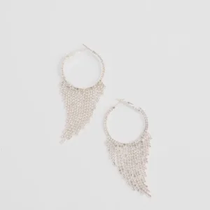 Windsor That Girl Rhinestone Fringe Hoop Earrings