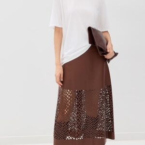 The A-Line Laser Cut Leather Skirt