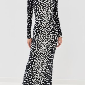 The Camille Hand Printed Cashmere Turtleneck Dress