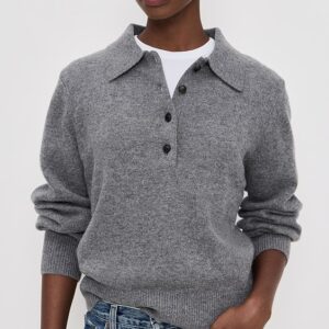 The Cashmere Polo in Heather Grey