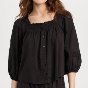 THE GREAT. The Eyelet Button Sleep Top