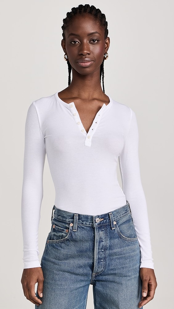 Favorite Daughter The Henley Ribbed Long Sleeve Tee