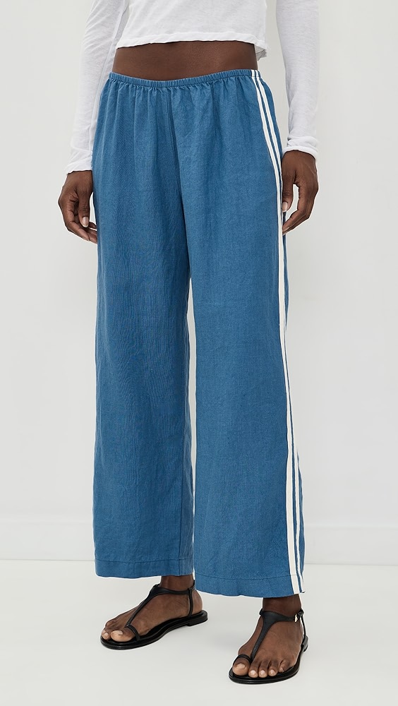 DONNI. The Linen Crop Racer Stripe Pants