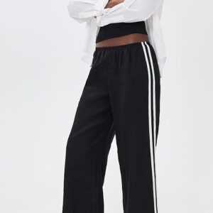The Linen Crop Racer Stripe Pants