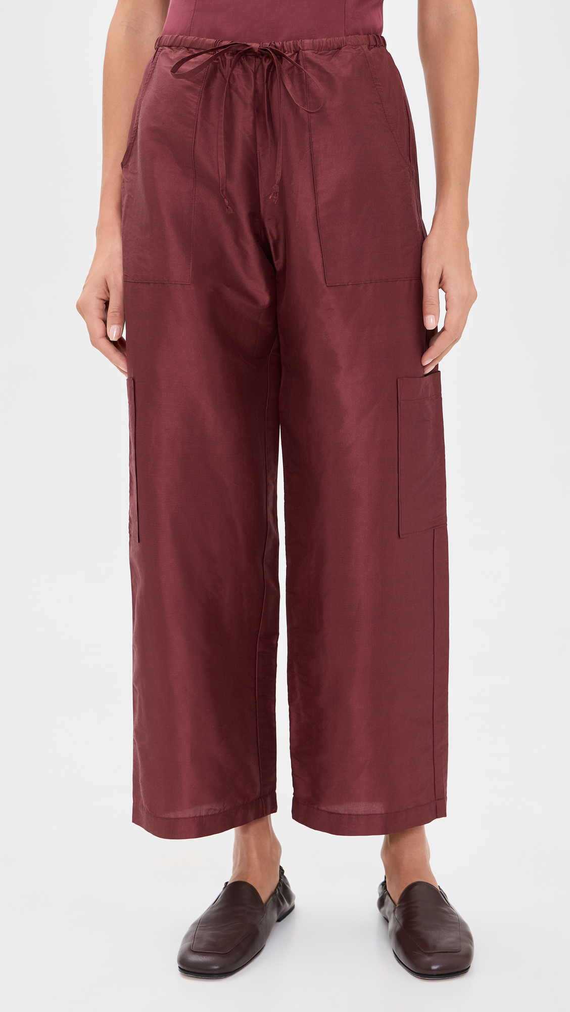 DONNI. The Silk Taffeta Drawstring Cargo Pants