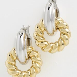 The Two-Tone Rope Interlock Hoop Earrings