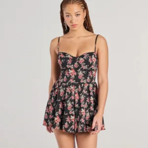 Thriving Allure Sweetheart Floral Romper