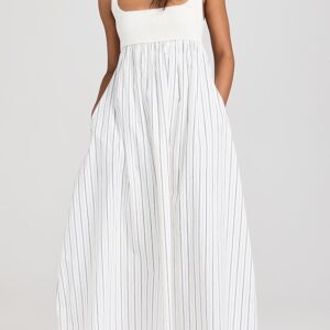 English Factory Tie Back Knit Combo Striped Dress