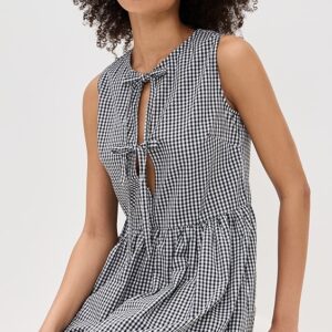 Playa Lucila Tie Up Gingham Dress