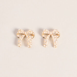 Tied Up In Pearl Bow Stud Earrings
