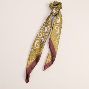 Tied Up Satin Paisley Scrunchie Scarf