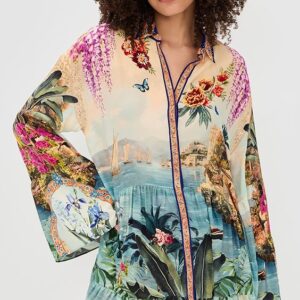 Camilla Tiered Silk Shirtdress