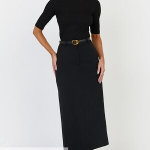 Showpo Tilda Top - High Neck Short Sleeve Fitted Top in Black