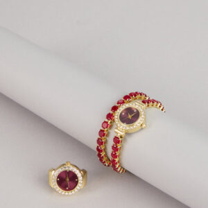 Time to Shine Rhinestone Watch Ring Set