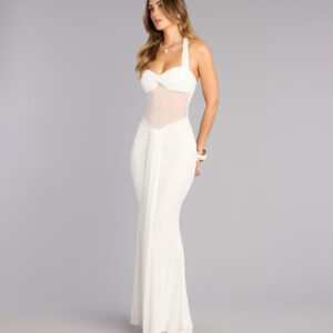 Tori Mesh Mermaid Formal Dress