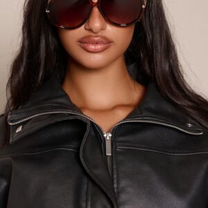 PrettyLittleThing Tortoise Shell Frame Oversized Aviator Sunglasses