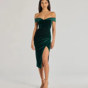 Windsor Totally Luxe Velvet Off-The-Shoulder Midi Dress Totally Luxe Velvet Off-The-Shoulder Midi Dress