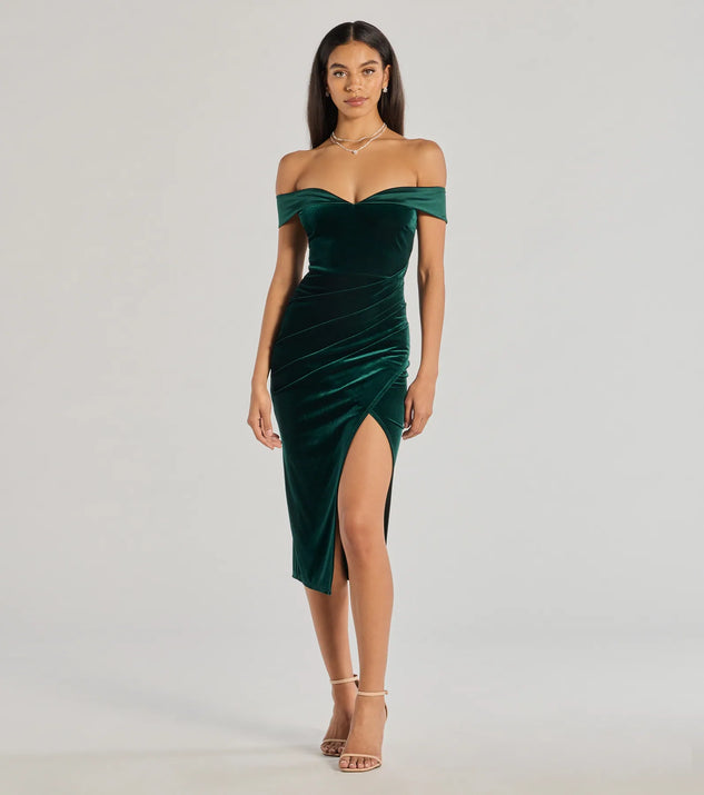 Windsor Totally Luxe Velvet Off-The-Shoulder Midi Dress