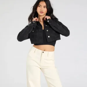 Windsor Trend Always Acid Wash Crop Denim Jacket Trend Always Acid Wash Crop Denim Jacket