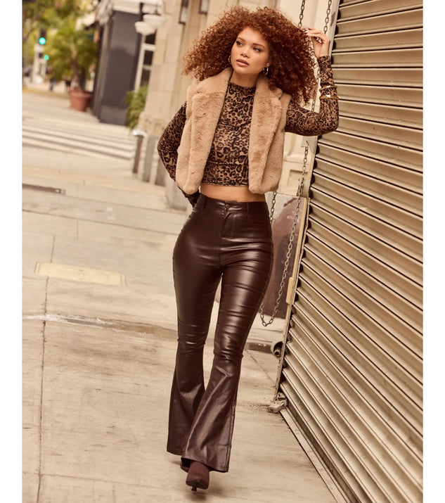 Windsor Trendsetter Alert Coated Faux Leather Flared Pants