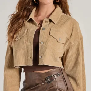 Trendy Essential Corduroy Cropped Jacket