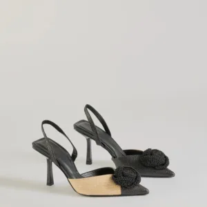 Windsor Trendy Fab Raffia Flower Stiletto Pumps Trendy Fab Raffia Flower Stiletto Pumps