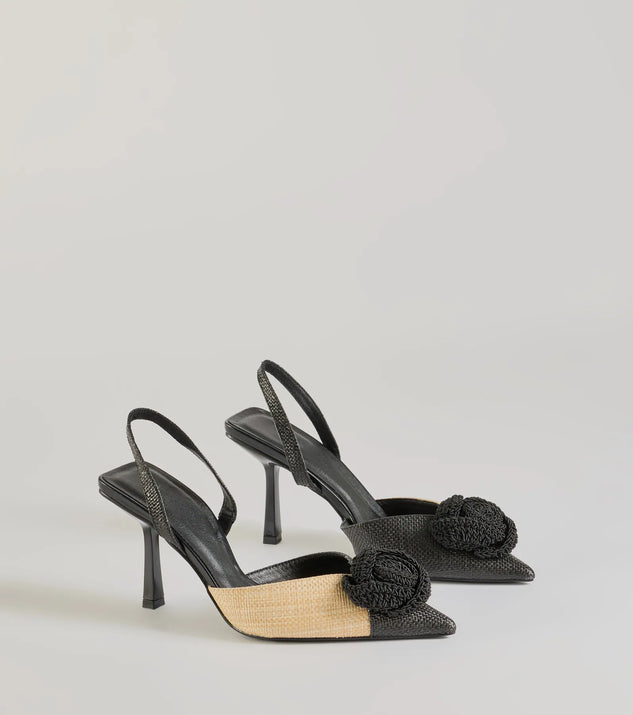 Windsor Trendy Fab Raffia Flower Stiletto Pumps