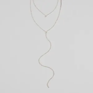 Trendy Glitz Rhinestone Layered Lariat Necklace