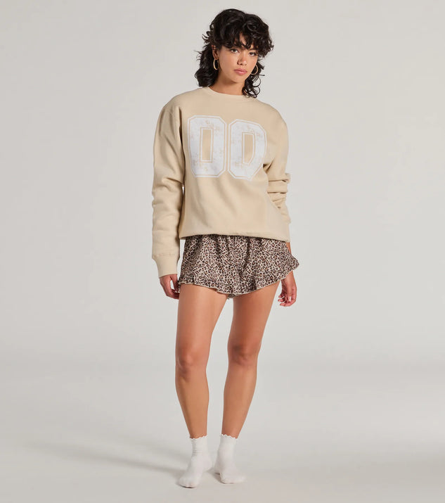 Windsor Trendy Mood Leopard Print Satin Ruffled Shorts