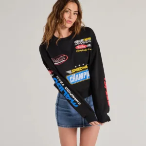 Windsor Trendy Moto Graphic Fleece Pullover Sweatshirt Trendy Moto Graphic Fleece Pullover Sweatshirt